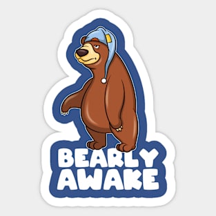 Bearly Awake black bear Forest pun gift idea present Sticker